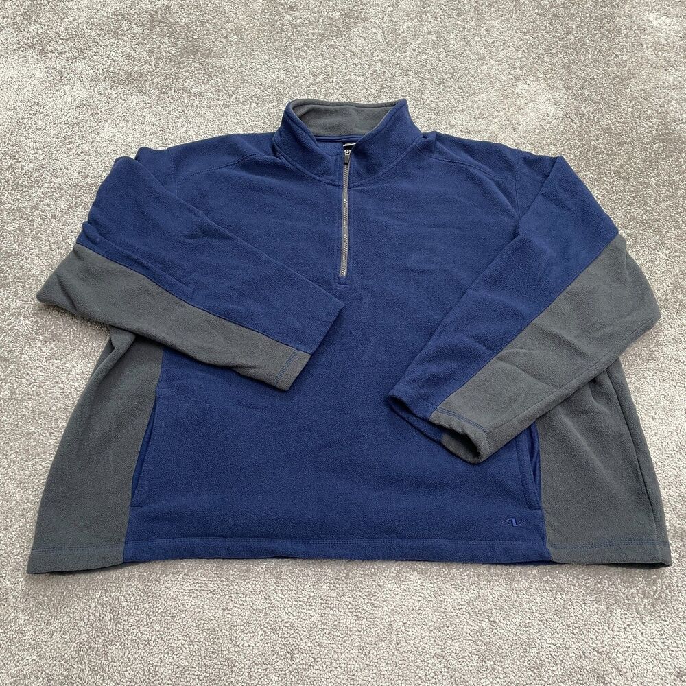 Athletic Works Fleece Jacket Mens 3XL Blue Gray 1/2 Zip Casual Outdoor Hiking